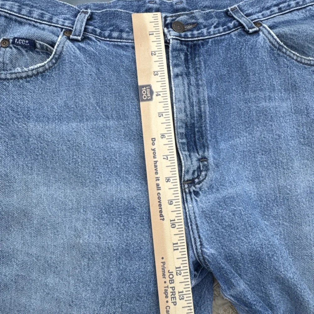 Vintage Lee Jeans Men 36x30 Light Wash Straight Leg Denim Distressed MadeUSA 90s - Picture 9 of 12
